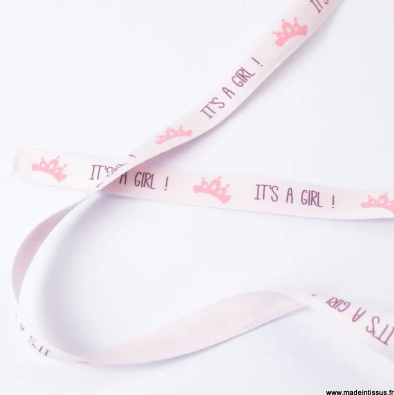 Ruban Satin "It's a Girl" - 10 mm