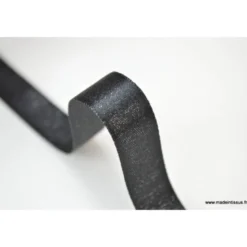 Ruban SATIN LUREX ARGENT - TRAME NOIR, 15 mm, .