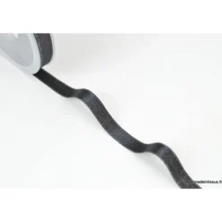 Ruban SATIN LUREX ARGENT - TRAME NOIR, 10 mm