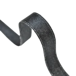 Ruban SATIN LUREX ARGENT - TRAME NOIR, 10 mm