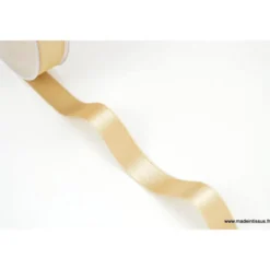 Ruban SATIN LUREX OR - TRAME BEIGE, 15 mm, .