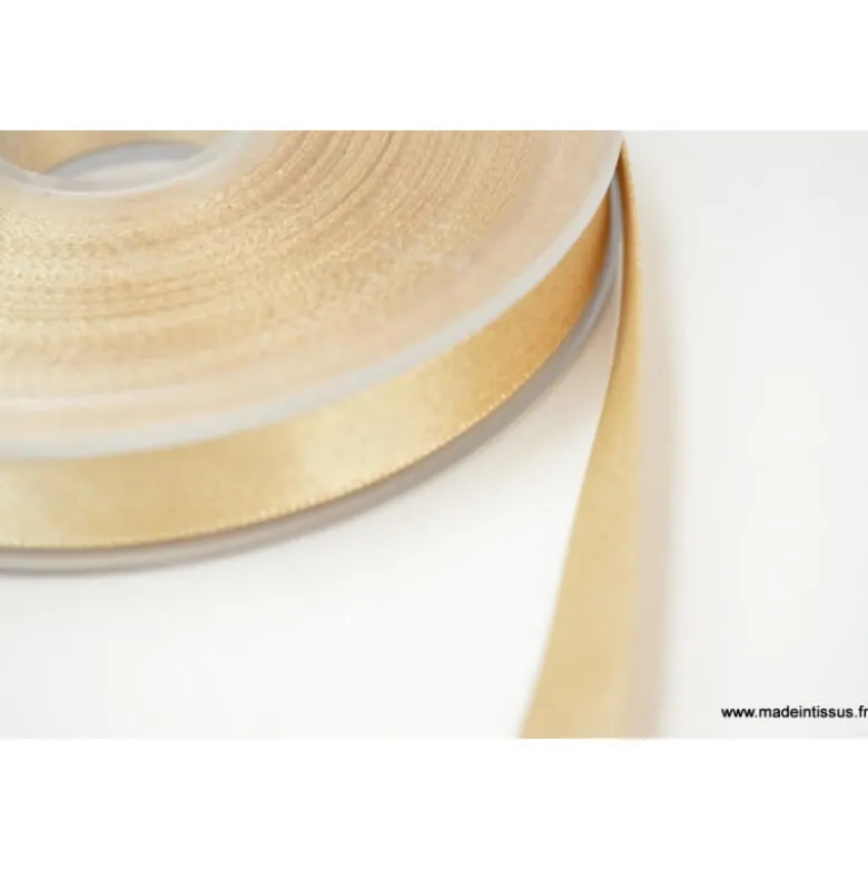 Ruban SATIN LUREX OR - TRAME BEIGE, 10 mm