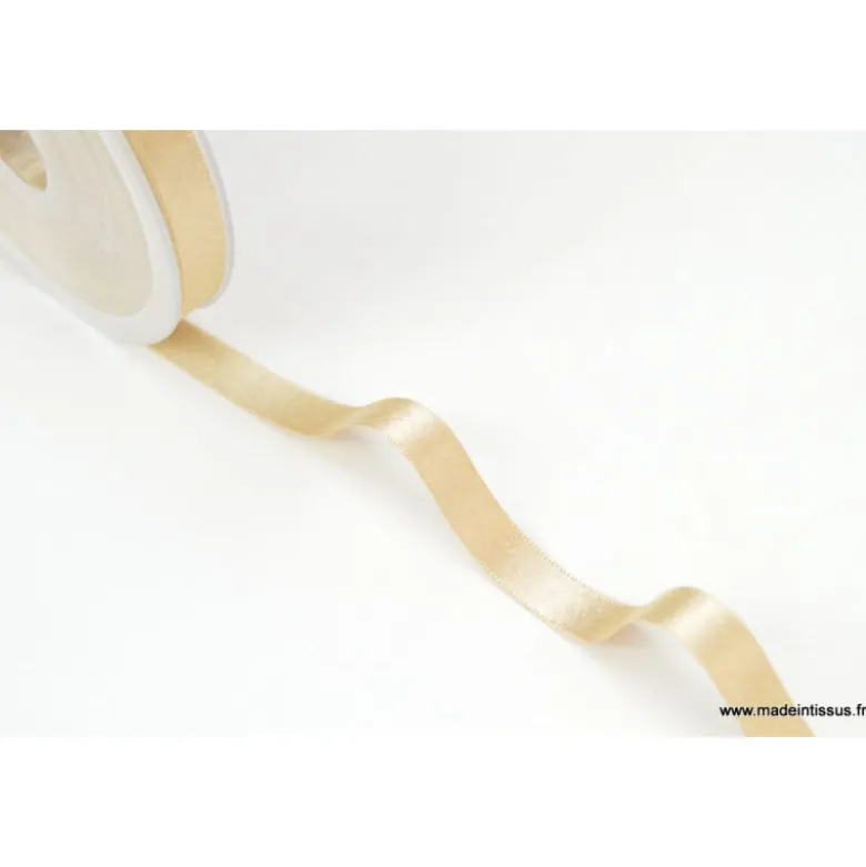Ruban SATIN LUREX OR - TRAME BEIGE, 10 mm