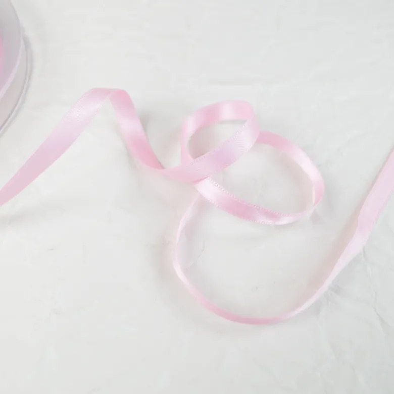 Ruban satin rose bébé - 6 mm