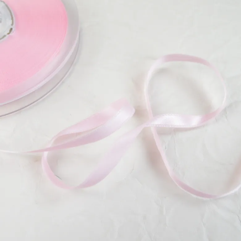 Ruban satin rose clair - 6 mm