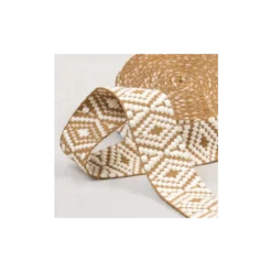 Sangle ethnique - losange Camel et blanc