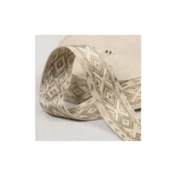 Sangle jacquard Ethnique 38mm - Beige et Or