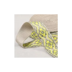 Sangle jacquard Ethnique 38mm - Jaune citron