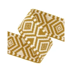 Sangle jacquard Ethnique 38mm - Jaune Moutarde