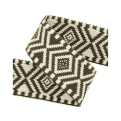 Sangle jacquard Ethnique 38mm - Vert kaki