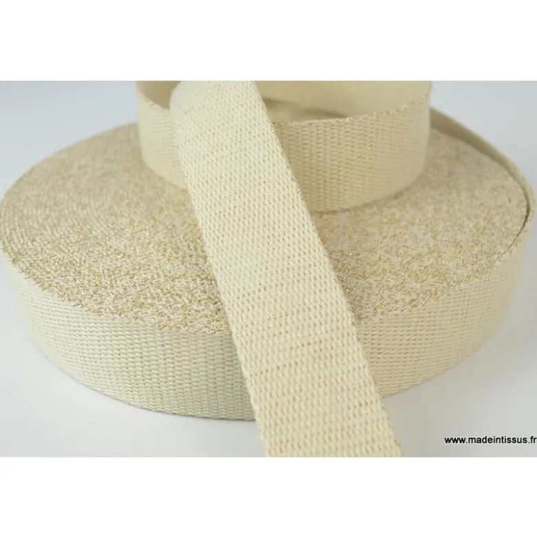 Sangle Lurex Ecru 30mm pour sac
