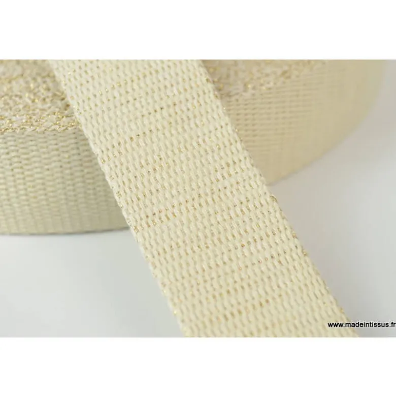 Sangle Lurex Ecru 30mm pour sac
