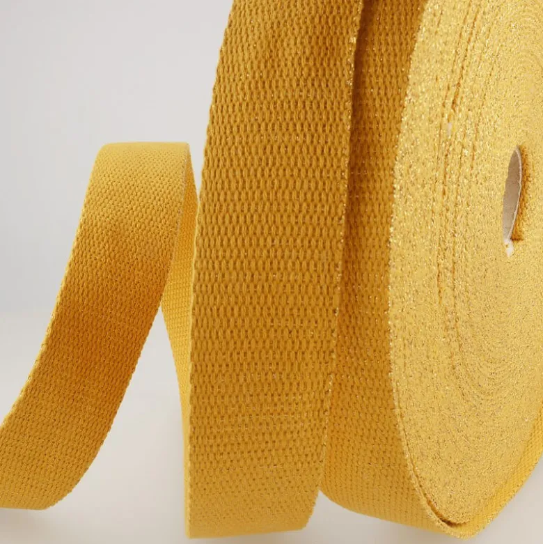 Sangle Lurex Moutarde 30mm pour sac