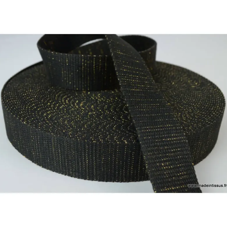 Sangle Lurex Noir 30mm pour sac