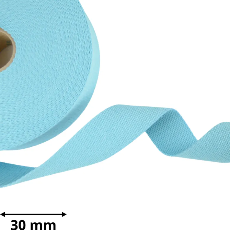 Sangle souple 30mm en coton - Bleu Ciel