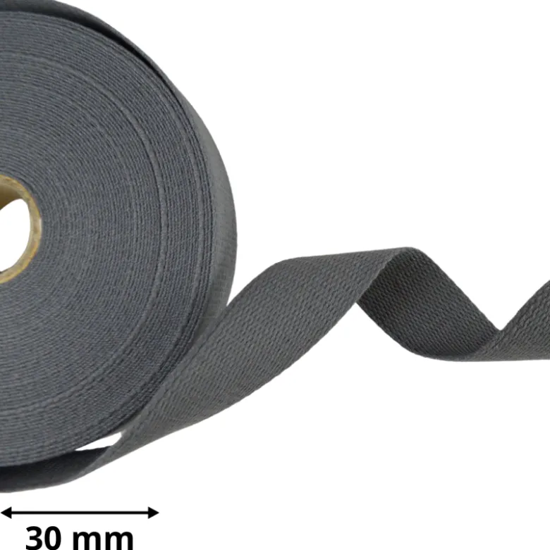Sangle souple 30mm en coton - Gris Anthracite