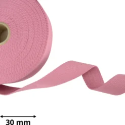 Sangle souple 30mm en coton - Vieux rose