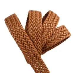 Sangle tressée en simili cuir Camel