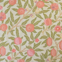 Seersucker motif Fleurs et fruits roses fond écru