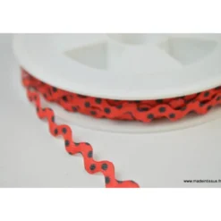 Serpentine Croquet à Pois Noir sur fond Rouge 9mm x1m