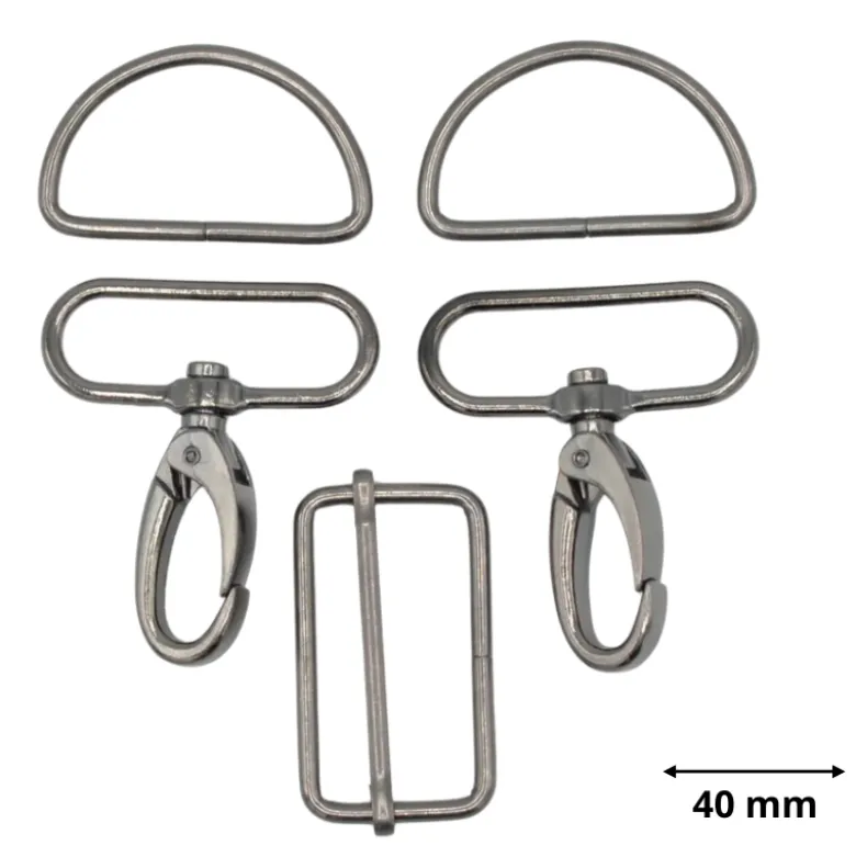 Set d'accessoires pour sac - 40mm - Argent anthracite