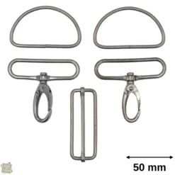 Set d'accessoires pour sac - 50mm - Argent anthracite