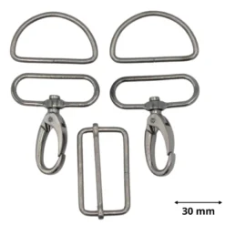 Set d'accessoires pour sac - 30mm - Argent anthracite