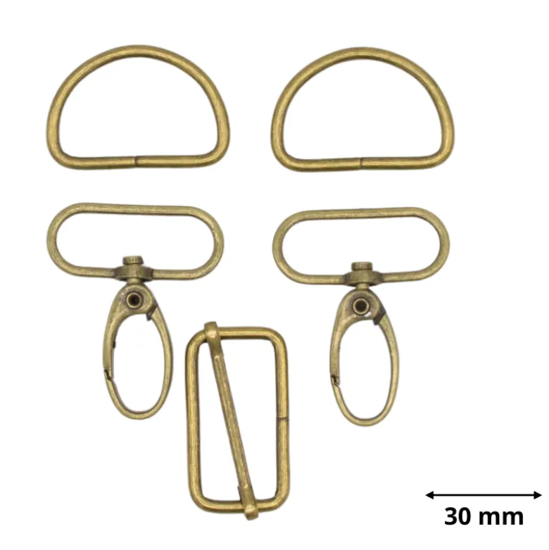 Set d'accessoires pour sac - 30mm - Doré