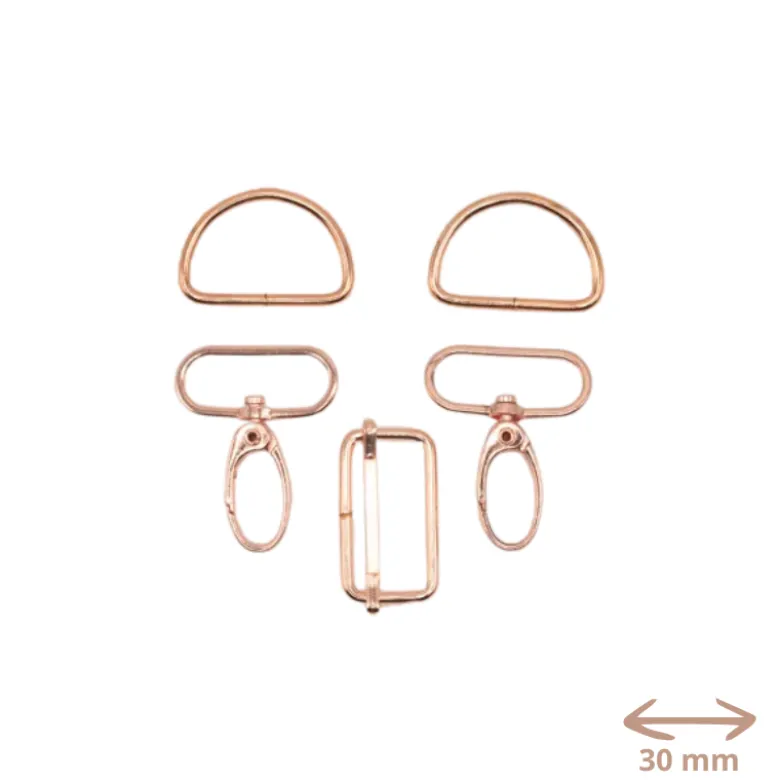 Set d'accessoires pour sac - 30mm - Rose doré