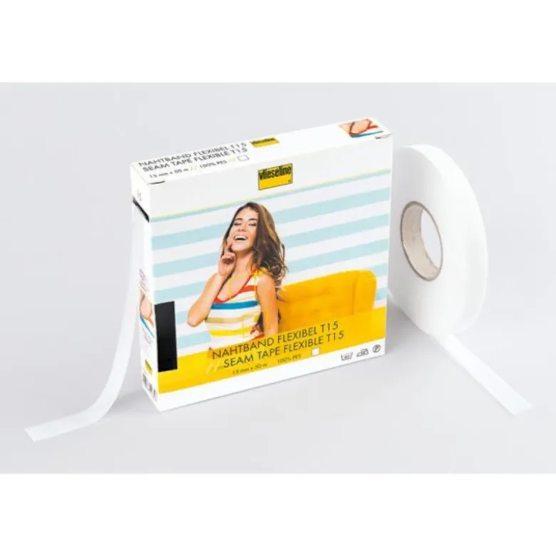 Support Droit fil thermocollant 15mm vlieseline blanc - Au mètre