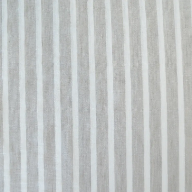 Tissu aspect Lin à rayures - Sable et blanc
