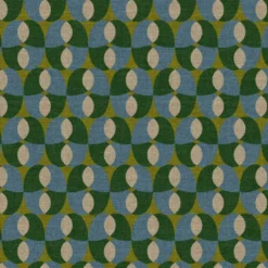 Tissu bachette Pelion motif graphique vert et bleu - OEKO TEX