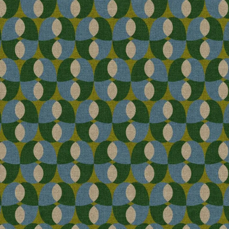 Tissu bachette Pelion motif graphique vert et bleu - OEKO TEX