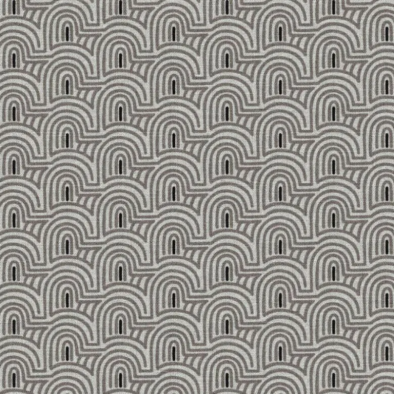 Tissu bachette Pelion motif graphique écru et gris - OEKO TEX