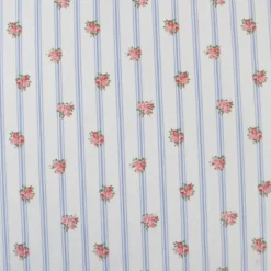 Tissu Batifolle en coton motif fleurs et rayures fond blanc - OEKO TEX