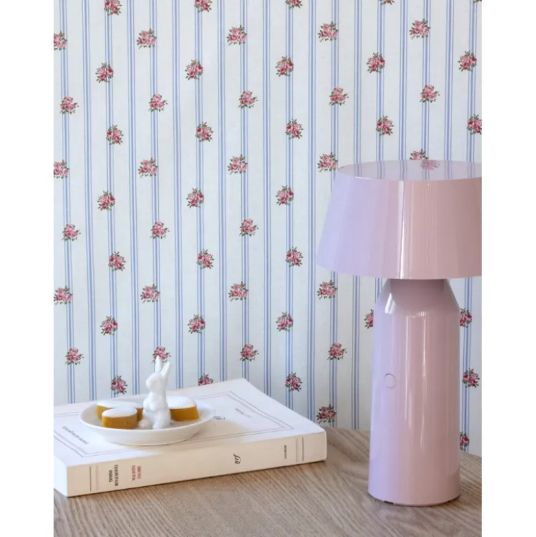 Tissu Batifolle en coton motif fleurs et rayures fond blanc - OEKO TEX