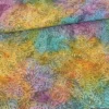 Tissu Batik fond motifs fleuris violet, jaune et bleu