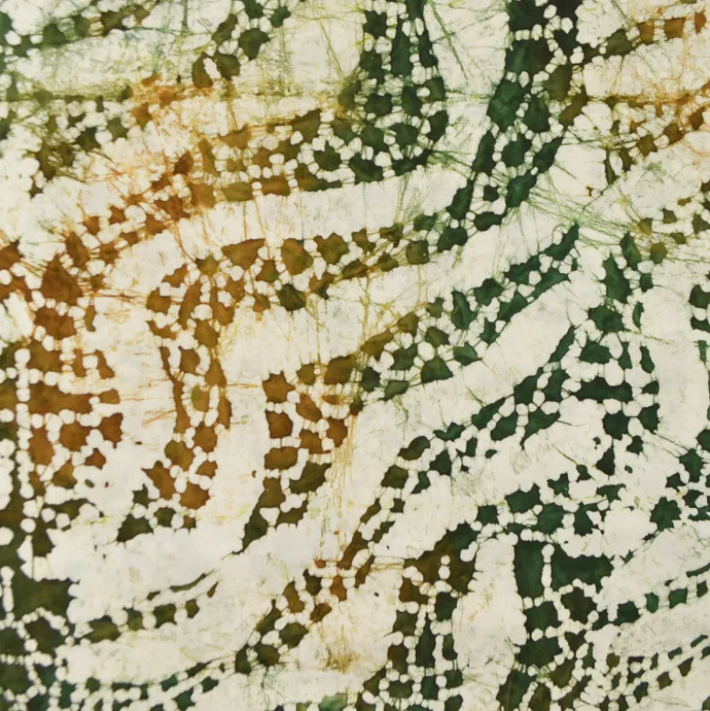Tissu Batik "Sumatra Leaf" – feuillage graphique vert et ocre