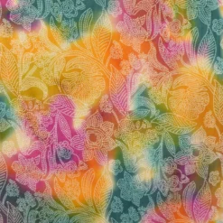 Tissu Batik Viscose “Soleil Levant” – Motif fleuri pointillé multicolore
