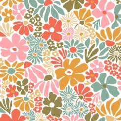 Tissu Begonia en coton motif fleurs fond blanc - OEKO TEX