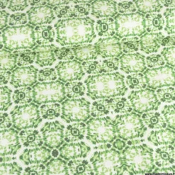 Tissu Bengaline motif rosaces vert et blanc