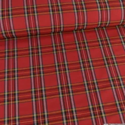Tissu Bengaline tartan écossais Rouge et vert