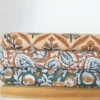 Tissu Block print Indien Pushkar – Motif fleurs fond Cognac