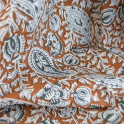 Tissu Block print Indien Pushkar – Motif fleurs fond Cognac