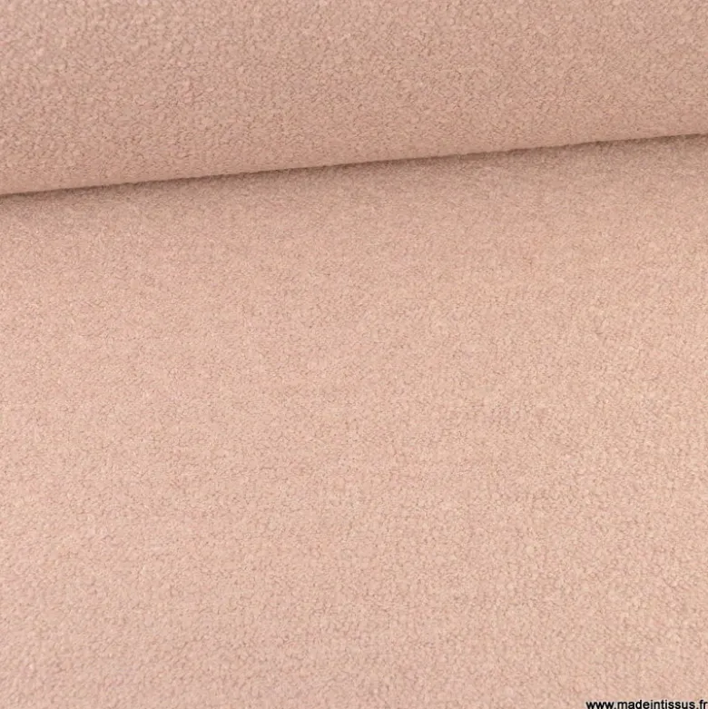 Tissu bouclette d'ameublement Beira rose poudré