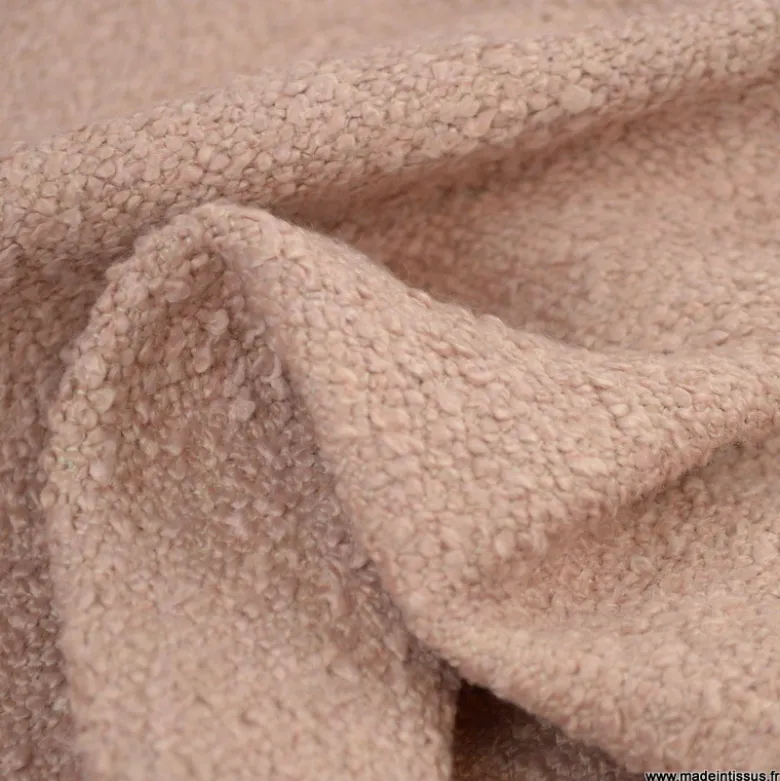 Tissu bouclette d'ameublement Beira rose poudré