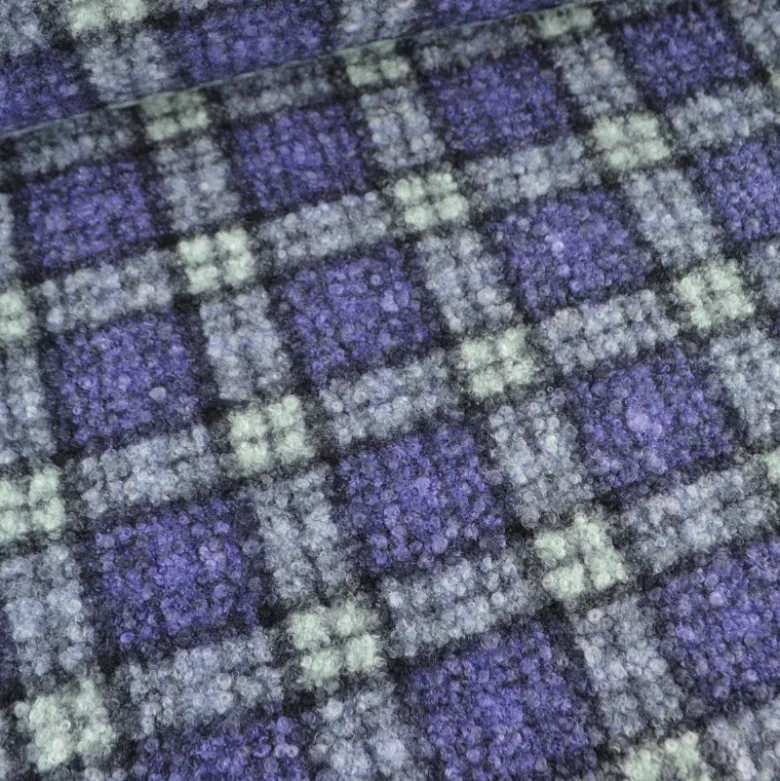 Tissu Bouclette Manteau Tartan lavande foncé