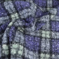 Tissu Bouclette Manteau Tartan lavande foncé