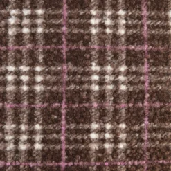 Tissu Bouclette Manteau Tartan Chocolat et rose