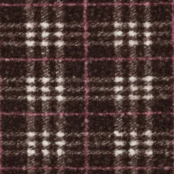 Tissu Bouclette Manteau Tartan Chocolat et rose
